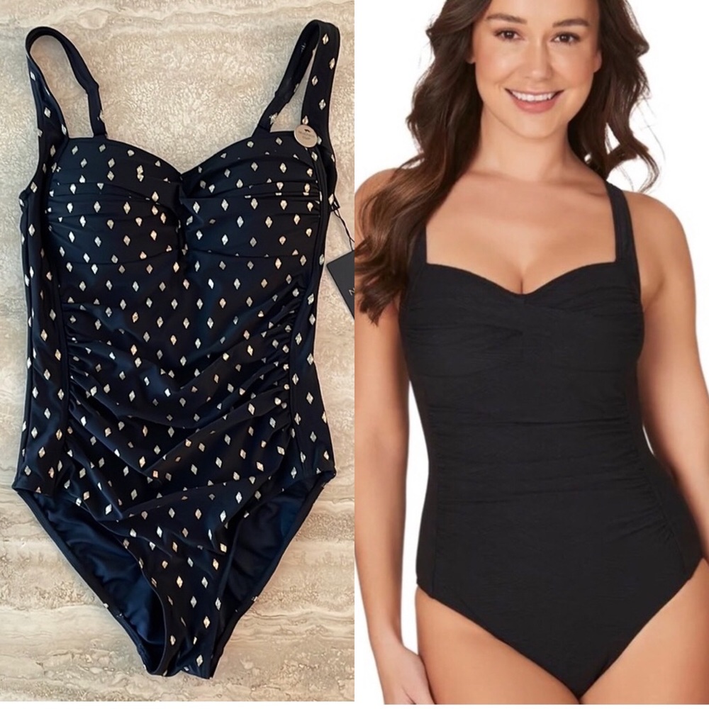 Niptuck Black Diamond Foil Gamma Joanne Tummy Control One Piece Swimsuit